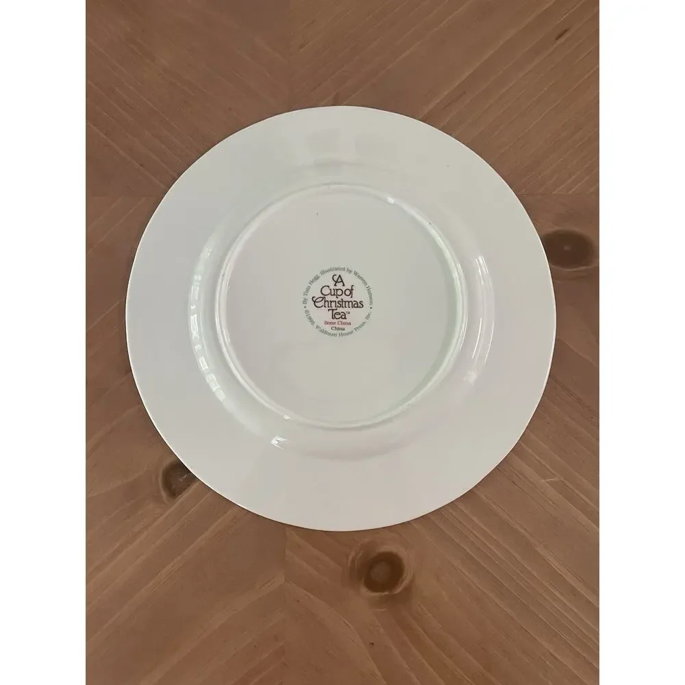 A Cup of Christmas Tea Bone China Plate Waldman House Tom Hegg Holly Berry